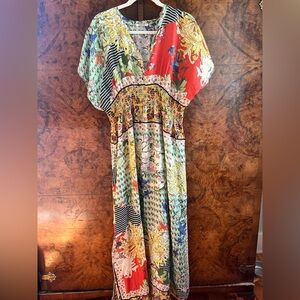 Johnny Was Silk Floral Multicolor Maxi Dress